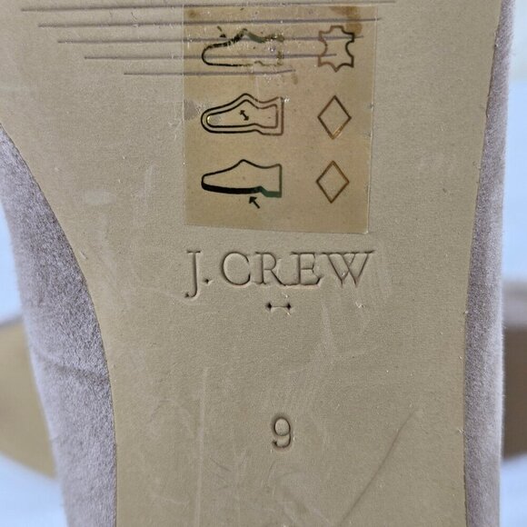 J Crew Outlet Size 9 Cream Taupe Suede Slip On Flats Amond Toe NWOT - Picture 8 of 12
